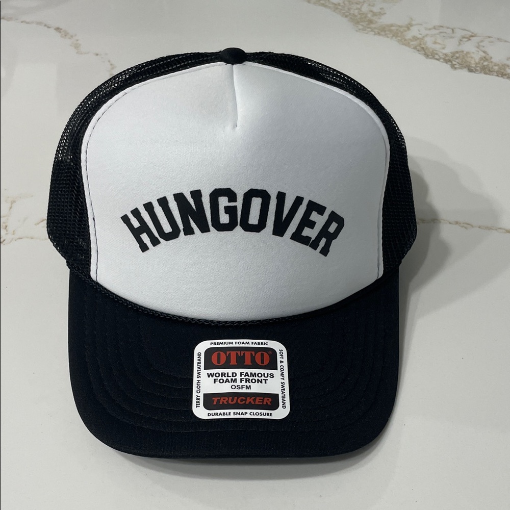 NWT HUNGOVER Black and White Trucker Hat